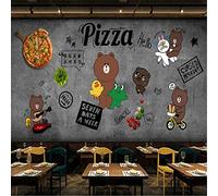 MUMUWUSG 3D Non-Woven Wallpaper Kitchen Restaurant Pizza Food Panoramic Murals Wall Decoration 3D Wallpaper Living Room The Wall for Bedroom Living Room Corridor Wall Poster 140X70Cm