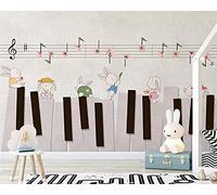 MUMUWUSG 3D Non-Woven Wallpaper Music Symbols Piano Keyboard Panoramic Murals Wall Decoration 3D Wallpaper Living Room The Wall for Bedroom Living Room Corridor Wall Poster 300X210Cm