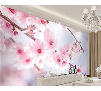 MUMUWUSG 3D Non-Woven Wallpaper Pink Fashion Plants Flowers Panoramic Murals Wall Decoration 3D Wallpaper Living Room The Wall for Bedroom Living Room Corridor Wall Poster 250X200Cm