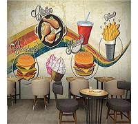 MUMUWUSG 3D Non-Woven Wallpaper Restaurant Burger Fruit Drink Panoramic Murals Wall Decoration 3D Wallpaper Living Room The Wall for Bedroom Living Room Corridor Wall Poster 300X210Cm