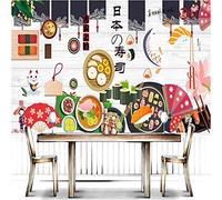 MUMUWUSG 3D Non-Woven Wallpaper Restaurant Japan Cuisine Sushi Panoramic Murals Wall Decoration 3D Wallpaper Living Room The Wall for Bedroom Living Room Corridor Wall Poster 250X200Cm