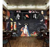 MUMUWUSG 3D Non-Woven Wallpaper Restaurant Japan Cuisine Sushi Panoramic Murals Wall Decoration 3D Wallpaper Living Room The Wall for Bedroom Living Room Corridor Wall Poster 300X210Cm