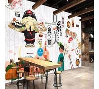 MUMUWUSG 3D Non-Woven Wallpaper Restaurant Japan Cuisine Sushi Panoramic Murals Wall Decoration 3D Wallpaper Living Room The Wall for Bedroom Living Room Corridor Wall Poster 300X210Cm
