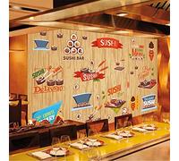 MUMUWUSG 3D Non-Woven Wallpaper Restaurant Japan Cuisine Sushi Panoramic Murals Wall Decoration 3D Wallpaper Living Room The Wall for Bedroom Living Room Corridor Wall Poster 140X70Cm