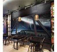 MUMUWUSG 3D Non-Woven Wallpaper Science Fiction Starry Sky Planet Panoramic Murals Wall Decoration 3D Wallpaper Living Room The Wall for Bedroom Living Room Corridor Wall Poster 300X210Cm