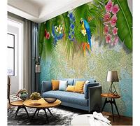 MUMUWUSG 3D Non-Woven Wallpaper Watercolor Plant Flower Animal Panoramic Murals Wall Decoration 3D Wallpaper Living Room The Wall for Bedroom Living Room Corridor Wall Poster 200X150Cm