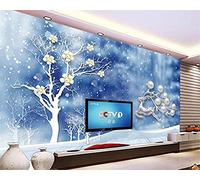 MUMUWUSG Art Mural - Self-Adhesive Mural Wall Art Blue Plants Trees Sky Wallpaper Photoposter Decor Living Room Bedroom Children’S Room Murals Wall Decoration 460X280Cm