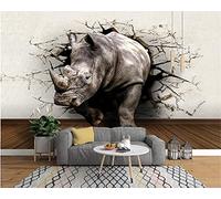 MUMUWUSG Art Mural - Self-Adhesive Mural Wall Art Brown Fashion Animal Rhino Wallpaper Photoposter Decor Living Room Bedroom Children’S Room Murals Wall Decoration 200X150Cm