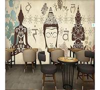 MUMUWUSG Art Mural - Self-Adhesive Mural Wall Art Brown Retro Buddha Pattern Wallpaper Photoposter Decor Living Room Bedroom Children’S Room Murals Wall Decoration 360X230Cm