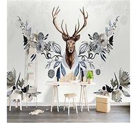 MUMUWUSG Art Mural - Self-Adhesive Mural Wall Art Color Flowers Animals Deer Wallpaper Photoposter Decor Living Room Bedroom Children’S Room Murals Wall Decoration 200X150Cm