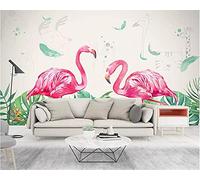 MUMUWUSG Art Mural - Self-Adhesive Mural Wall Art Green Plants Animals Flamingos Wallpaper Photoposter Decor Living Room Bedroom Children’S Room Murals Wall Decoration 360X230Cm