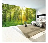 MUMUWUSG Art Mural - Self-Adhesive Mural Wall Art Green Trees Sunshine Landscape Wallpaper Photoposter Decor Living Room Bedroom Children’S Room Murals Wall Decoration 200X150Cm