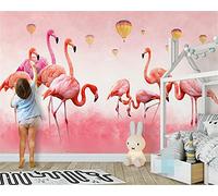 MUMUWUSG Art Mural - Self-Adhesive Mural Wall Art Pink Fashion Animal Flamingo Wallpaper Photoposter Decor Living Room Bedroom Children’S Room Murals Wall Decoration 360X230Cm
