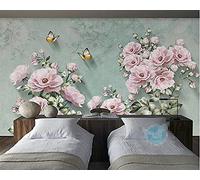 MUMUWUSG Art Mural - Self-Adhesive Mural Wall Art Pink Fashion Plants Flowers Wallpaper Photoposter Decor Living Room Bedroom Children’S Room Murals Wall Decoration 360X230Cm