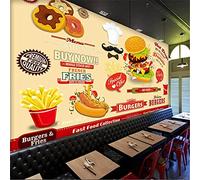 MUMUWUSG Art Mural - Self-Adhesive Mural Wall Art Restaurant Burger Hot Dog Bread Wallpaper Photoposter Decor Living Room Bedroom Children’S Room Murals Wall Decoration 140X70Cm