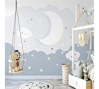 MUMUWUSG Art Mural - Self-Adhesive Mural Wall Art Sky Clouds Moon Stars Wallpaper Photoposter Decor Living Room Bedroom Children’S Room Murals Wall Decoration 250X200Cm
