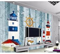 MUMUWUSG Mural Wallpaper Photo Poster Wall Decoration Hd Print Abstract Lighthouse Building Pattern Background Wall Background Painting Panorama 3D Wall Mural Wallpaper 300X210Cm