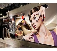 MUMUWUSG Mural Wallpaper Photo Poster Wall Decoration Hd Print Brown Stripes Woman Makeup Background Wall Background Painting Panorama 3D Wall Mural Wallpaper 360X230Cm