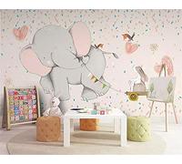 MUMUWUSG Mural Wallpaper Photo Poster Wall Decoration Hd Print Color Dots Animal Baby Elephant Background Wall Background Painting Panorama 3D Wall Mural Wallpaper 200X150Cm