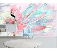 MUMUWUSG Mural Wallpaper Photo Poster Wall Decoration Hd Print Color Fashion Flamingo Feathers Background Wall Background Painting Panorama 3D Wall Mural Wallpaper 300X210Cm