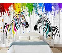 MUMUWUSG Mural Wallpaper Photo Poster Wall Decoration Hd Print Color Graffiti Animal Zebra Background Wall Background Painting Panorama 3D Wall Mural Wallpaper 250X200Cm