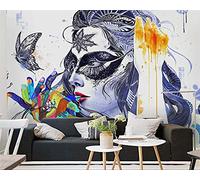 MUMUWUSG Mural Wallpaper Photo Poster Wall Decoration Hd Print Color Graffiti Butterfly Girl Background Wall Background Painting Panorama 3D Wall Mural Wallpaper 200X150Cm
