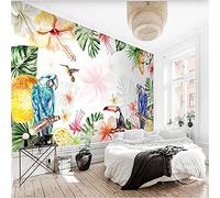 MUMUWUSG Mural Wallpaper Photo Poster Wall Decoration Hd Print Color Plant Flower Parrot Background Wall Background Painting Panorama 3D Wall Mural Wallpaper 200X150Cm