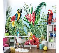 MUMUWUSG Mural Wallpaper Photo Poster Wall Decoration Hd Print Color Plant Flower Parrot Background Wall Background Painting Panorama 3D Wall Mural Wallpaper 460X280Cm