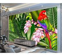 MUMUWUSG Mural Wallpaper Photo Poster Wall Decoration Hd Print Color Plant Flower Parrot Background Wall Background Painting Panorama 3D Wall Mural Wallpaper 360X230Cm