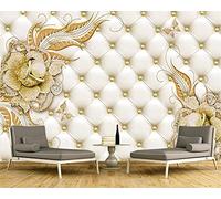MUMUWUSG Mural Wallpaper Photo Poster Wall Decoration Hd Print Golden Fashion Flower Sculpture Background Wall Background Painting Panorama 3D Wall Mural Wallpaper 200X150Cm