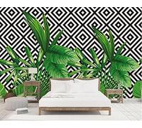MUMUWUSG Mural Wallpaper Photo Poster Wall Decoration Hd Print Green Plant Stripes Pattern Background Wall Background Painting Panorama 3D Wall Mural Wallpaper 360X230Cm