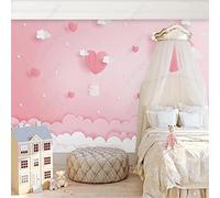 MUMUWUSG Mural Wallpaper Photo Poster Wall Decoration Hd Print Pink Love Clouds Pattern Background Wall Background Painting Panorama 3D Wall Mural Wallpaper 140X70Cm