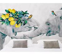 MUMUWUSG Mural Wallpaper Photo Poster Wall Decoration Hd Print Plants Fruits Birds Elephants Background Wall Background Painting Panorama 3D Wall Mural Wallpaper 200X150Cm