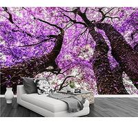 MUMUWUSG Mural Wallpaper Photo Poster Wall Decoration Hd Print Purple Plants Trees Flowers Background Wall Background Painting Panorama 3D Wall Mural Wallpaper 250X200Cm