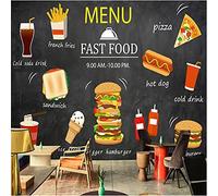 MUMUWUSG Mural Wallpaper Photo Poster Wall Decoration Hd Print Restaurant Burger Hot Dog Bread Background Wall Background Painting Panorama 3D Wall Mural Wallpaper 300X210Cm