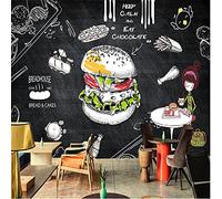 MUMUWUSG Mural Wallpaper Photo Poster Wall Decoration Hd Print Restaurant Burger Hot Dog Bread Background Wall Background Painting Panorama 3D Wall Mural Wallpaper 300X210Cm