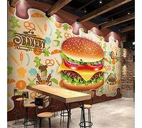 MUMUWUSG Mural Wallpaper Photo Poster Wall Decoration Hd Print Restaurant Burger Pizza Drink Background Wall Background Painting Panorama 3D Wall Mural Wallpaper 460X280Cm