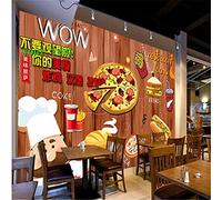 MUMUWUSG Mural Wallpaper Photo Poster Wall Decoration Hd Print Restaurant Pizza Burger Bread Background Wall Background Painting Panorama 3D Wall Mural Wallpaper 300X210Cm