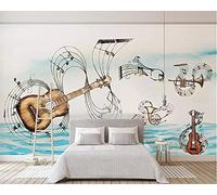 MUMUWUSG Mural Wallpaper Photo Poster Wall Decoration Hd Print Simplicity Music Symbols Guitar Background Wall Background Painting Panorama 3D Wall Mural Wallpaper 460X280Cm