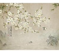 MUMUWUSG Mural Wallpaper Photo Poster Wall Decoration Hd Print White Fashion Flowers Branches Background Wall Background Painting Panorama 3D Wall Mural Wallpaper 200X150Cm