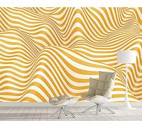 MUMUWUSG Mural Wallpaper Photo Poster Wall Decoration Hd Print Yellow Fashion Stripes Art Background Wall Background Painting Panorama 3D Wall Mural Wallpaper 300X210Cm