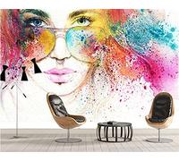MUMUWUSG Non-Woven Mural Panoramic 3D Wallpaper Photo of Color Graffiti Characters Girl Living Room Bedroom Tv Background Wall Hd Printing Custom Tapestry Photo Poster Wall 250X200Cm
