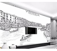 MUMUWUSG Non-Woven Mural Panoramic 3D Wallpaper Photo of Gray City Building Boat Living Room Bedroom Tv Background Wall Hd Printing Custom Tapestry Photo Poster Wall 200X150Cm