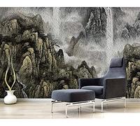 MUMUWUSG Non-Woven Mural Panoramic 3D Wallpaper Photo of Gray Mountains Waterfall Landscape Living Room Bedroom Tv Background Wall Hd Printing Custom Tapestry Photo Poster Wall 300X210Cm