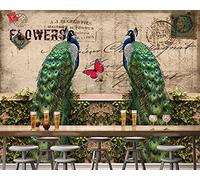 MUMUWUSG Non-Woven Mural Panoramic 3D Wallpaper Photo of Green Plant Animal Peacock Living Room Bedroom Tv Background Wall Hd Printing Custom Tapestry Photo Poster Wall 250X200Cm