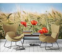 MUMUWUSG Non-Woven Mural Panoramic 3D Wallpaper Photo of Red Fashion Plants Flowers Living Room Bedroom Tv Background Wall Hd Printing Custom Tapestry Photo Poster Wall 250X200Cm