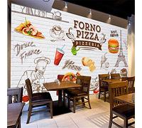 MUMUWUSG Non-Woven Mural Panoramic 3D Wallpaper Photo of Restaurant Burger Pizza Drink Living Room Bedroom Tv Background Wall Hd Printing Custom Tapestry Photo Poster Wall 200X150Cm