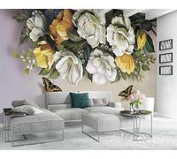 MUMUWUSG Non-Woven Mural Panoramic 3D Wallpaper Photo of Watercolor Fashion Plants Flowers Living Room Bedroom Tv Background Wall Hd Printing Custom Tapestry Photo Poster Wall 300X210Cm