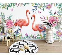 MUMUWUSG Non-Woven Wallpaper Color Flower Animal Flamingo Self-Adhesive Mural Art Decals Home Decoration DIY Living Bedroom Office Decor Wallpaper Kids Room Gift 460X280Cm