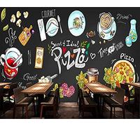 MUMUWUSG Non-Woven Wallpaper Restaurant Burger Pizza Food Self-Adhesive Mural Art Decals Home Decoration DIY Living Bedroom Office Decor Wallpaper Kids Room Gift 140X70Cm